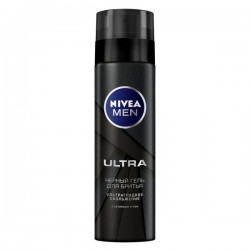 Гель для бритья мужской, Nivea (Нивея) 200 мл арт. 81789 Мен Ультра черный ультрагладкое скольжение с активным углем